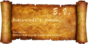 Babincsák Vanda névjegykártya